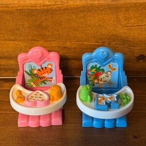 Fisher-Price loving family playskool pink and Blue Animal baby Chairs
